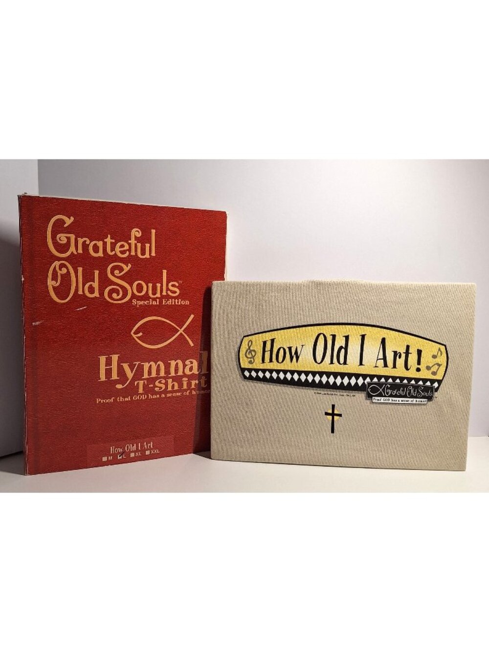 Grateful Old Souls How Old I Art Hymnal Large Tan T-Shirt Size L Christian
